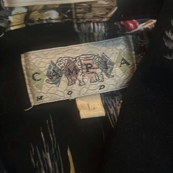 Vintage Campia Moda Mens Black Tropical Short Sleeve Button Down Shirt Large - Picture 4 of 6